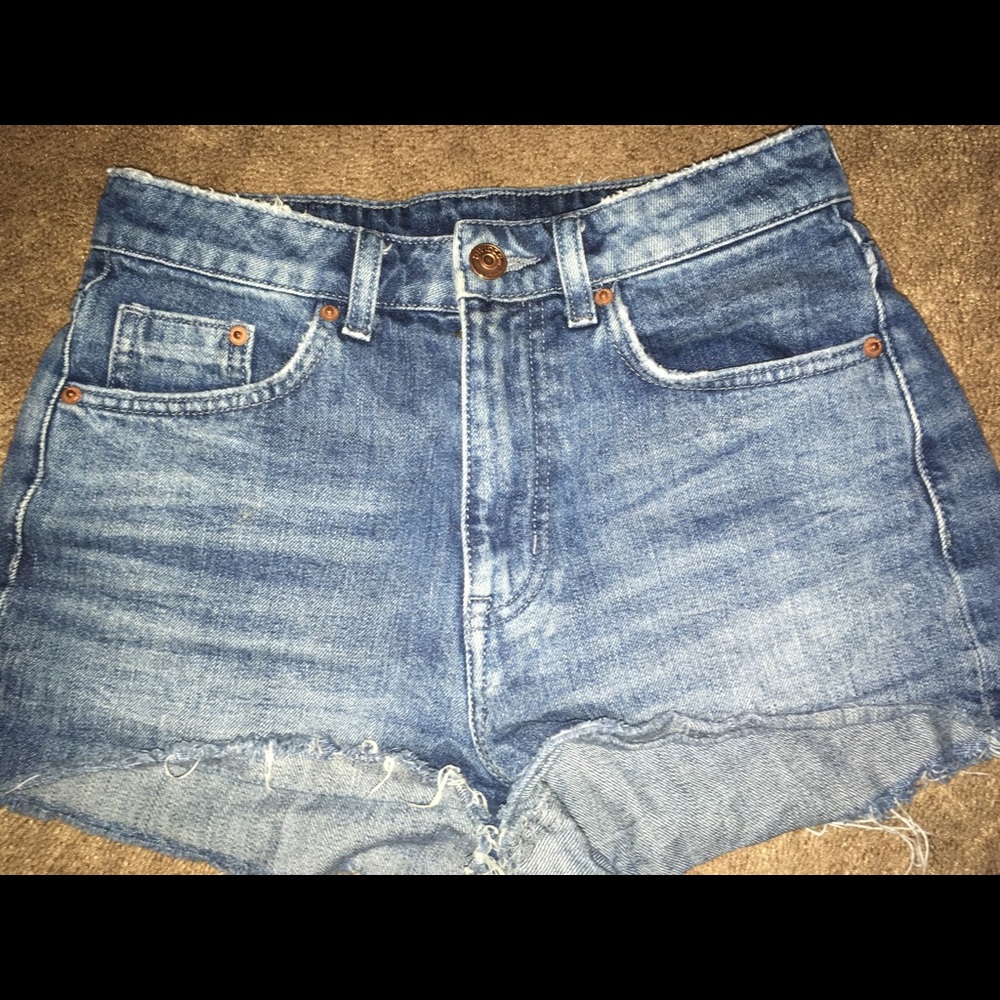 High Waisted Denim Cut Off Shorts